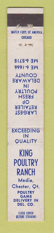 Matchbook Cover - King Poultry Ranch Media PA Chester 10 Strike