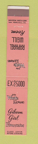 Matchbook Cover - The White House Gibson Girl Fountain 10 Strike
