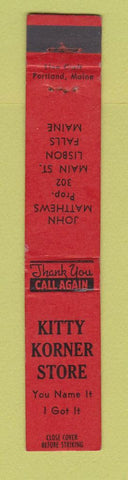 Matchbook Cover - Kitty Korner Store Libson Falls ME 10 Strike