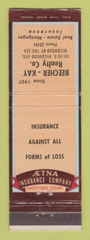 Matchbook Cover - Aetna Insurance Beecher Kay Real Estate Wildwood NJ