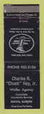 Matchbook Cover - Charles Hay Jr Insurance Galva IL WORN