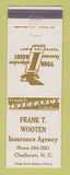Matchbook Cover - Frank Wooten Insurance Chadbourn NC