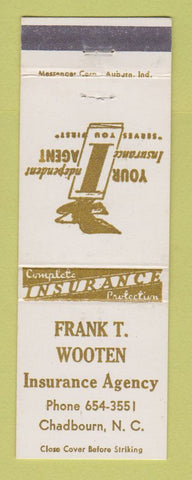 Matchbook Cover - Frank Wooten Insurance Chadbourn NC