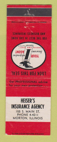 Matchbook Cover - Heiser's Insurance Agency Morton IL