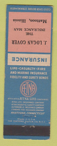 Matchbook Cover - Aetna Insurance J Logan Gover Mattoon IL WEAR