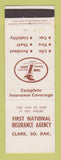 Matchbook Cover - First National Insurance Agency Clark SD