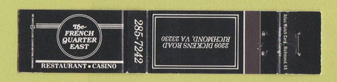 Matchbook Cover - French Quarter East Richmond VA 12 Strike