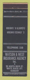 Matchbook Cover - Watson & West Insurance White River Junction VT