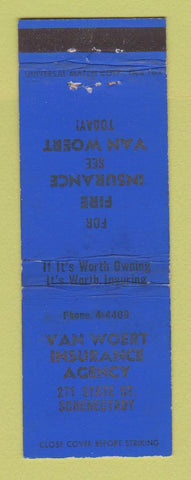 Matchbook Cover - Van Woert Insurance Schenectady NY WEAR
