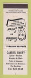 Matchbook Cover - Gabriel Emery Grocery Berthier QC St Damien de Brandon