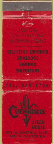 Matchbook Cover - Cornhusker Steak House Azusa CA WEAR