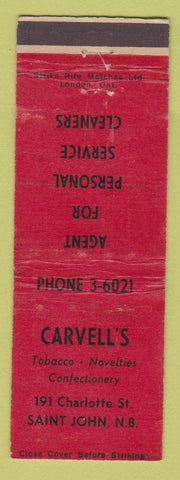 Matchbook Cover - Carvell's Tobacco St John NB OWRN