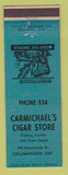 Matchbook Cover - Carmichael's Cigar Store Collingwood ON