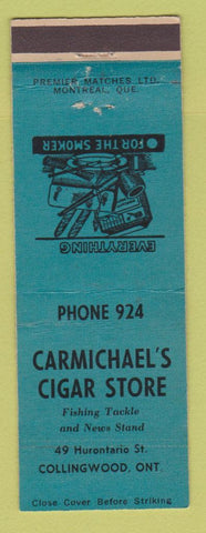 Matchbook Cover - Carmichael's Cigar Store Collingwood ON