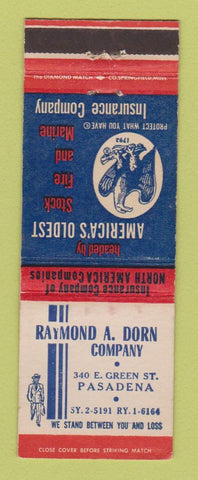 Matchbook Cover - Raymond Dorn Insurance Pasadena CA