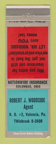 Matchbook Cover - Robert Woodside Insurance Valencia PA