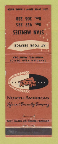 Matchbook Cover - North American Life Insurance Stan Menzies Canada WEAR