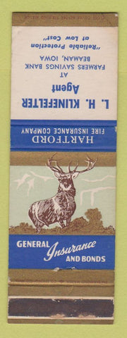 Matchbook Cover - Hartford Insurance LH Klinefelter Beaman IA