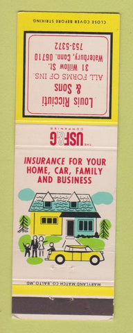 Matchbook Cover - USF&G Insurance Louis Ricciuti Waterbury CT
