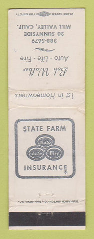 Matchbook Cover - State Farm Insurance Bob Walker Mill Valley CA WEAR