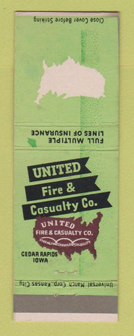 Matchbook Cover - United Fire Casualty Insurance Cedar Rapids IA