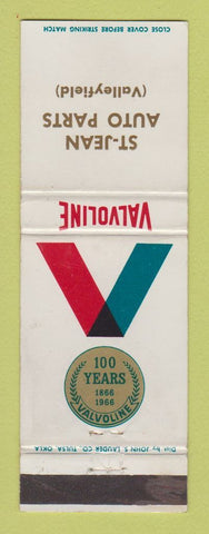 Matchbook Cover - Valvoline oil gas 1966 St Jean Valleyfield QC WEAR