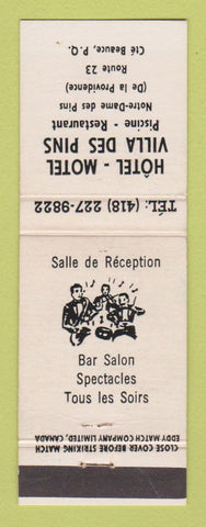 Matchbook Cover - Hotel Motel Villa Des Pins Beauce QC WEAR