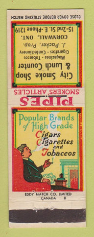 Matchbook Cover - City Smoke Shop Lunch Counter Cornwall ON