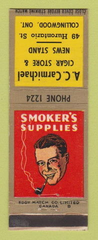 Matchbook Cover - AC Carmichael Cigar Store News Stand Collingwood ON