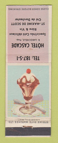 Matchbook Cover - Hotel Cascade St Maxime De Scott Dorcehster QC
