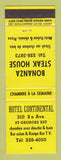 Matchbook Cover - Hotel Continental Bonanza Steak House St Georges QC