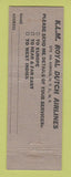 Matchbook Cover - KLM Airlines Royal Dutch