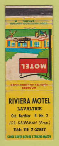 Matchbook Cover - Riviera Motel Lavaltrie QC WORN