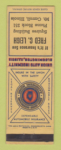 Matchbook Cover - Fred Leight Insurance Mount Carroll IL