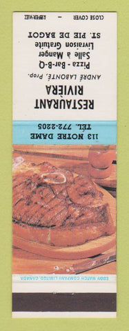 Matchbook Cover - Restaurant Riviera St Pie De Bagot QC