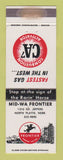 Matchbook Cover - Frontier oil gas Mid Wa North Platte NE WEAR