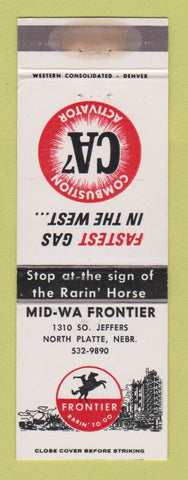Matchbook Cover - Frontier oil gas Mid Wa North Platte NE WEAR