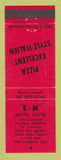 Matchbook Cover - BM Motel Ville St Gabriel QC pizza RED