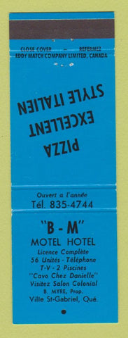 Matchbook Cover - BM Motel Ville St Gabriel QC pizza BLUE