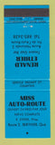 Matchbook Cover - Miss Auto Route Renald Ethier Berthier QC