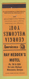 Matchbook Cover - Ray Hedden's Motel Hiawassee GA Perkins Americana ORANGE