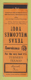 Matchbook Cover - Turner's Texaco oil gas Lipscomb TX Perkins Americana ORANGE