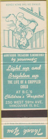 Matchbook Cover - Children's Hospital Vancouver BC