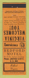 Matchbook Cover - Bedford Motel VA Perkins Americana ORANGE