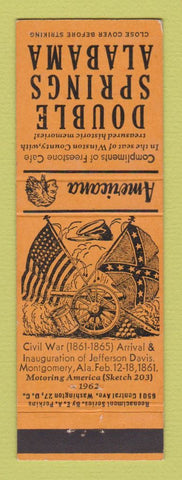 Matchbook Cover - Freestone Double Springs AL Civil War Perkins Americana ORANGE