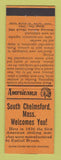 Matchbook Cover - South Chelmsford MA Perkins Americana ORANGE