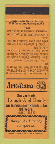 Matchbook Cover - Rough and Ready CA Perkins Americana ORANGE
