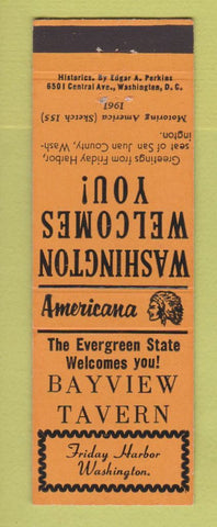 Matchbook Cover - Bayview Tavern Friday Harbor WA Perkins Americana ORANGE