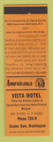 Matchbook Cover - Vista Motel Coulee Dam WA Perkins Americana ORANGE