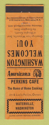 Matchbook Cover - Perkins Cafe Waterville WA Perkins Americana ORANGE
